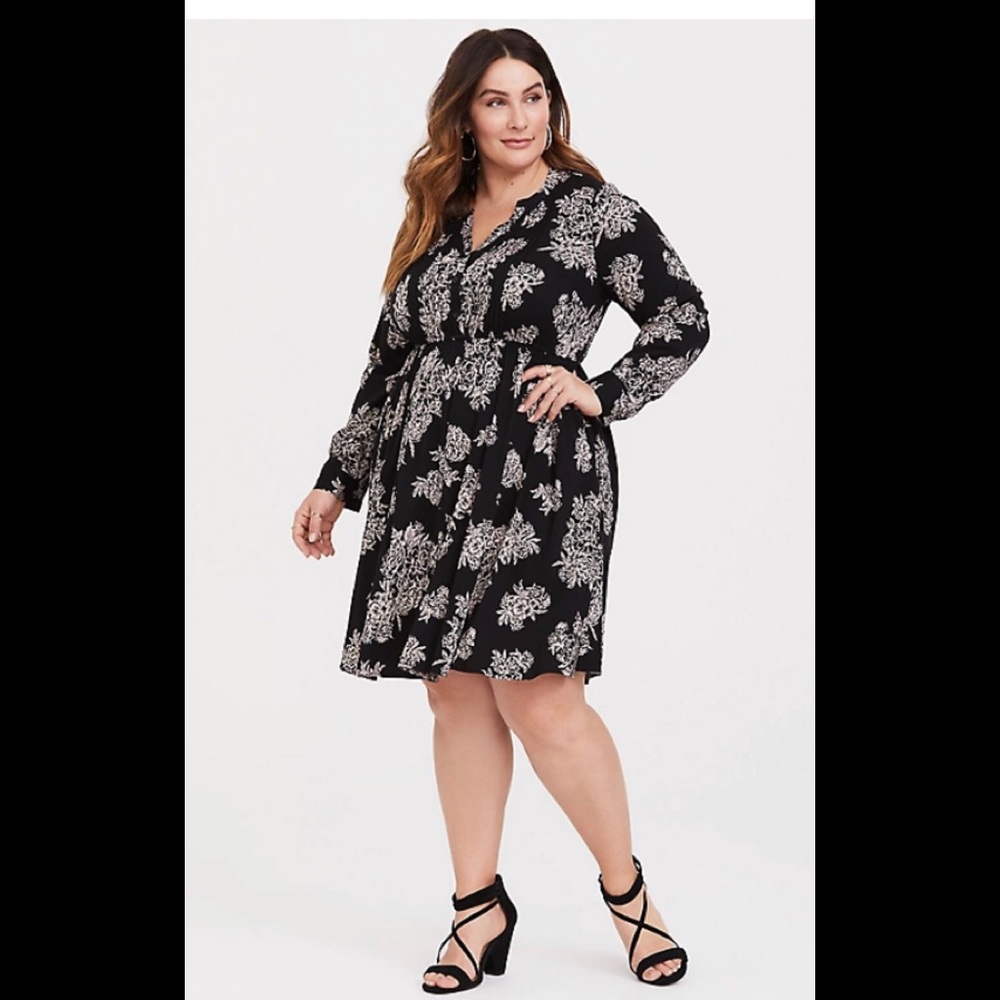 Torrid Black Flora Shirt Dress w pockets size 3